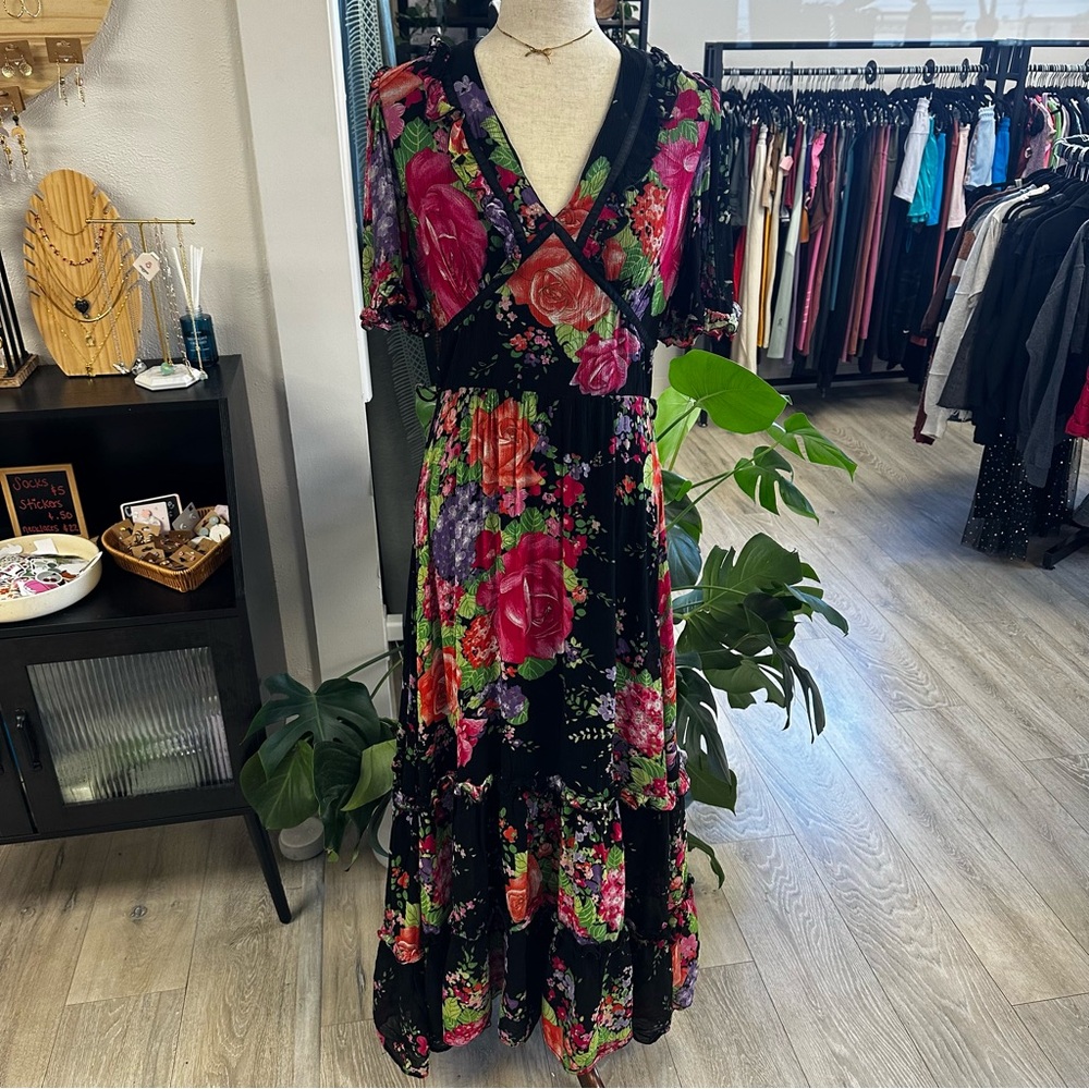 Vintage Vera Mont Paris floral boho Maxi Dress